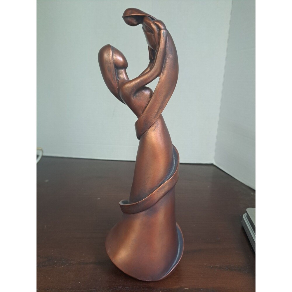 Youngs Mother And Child Bronze Color Resin Figurine